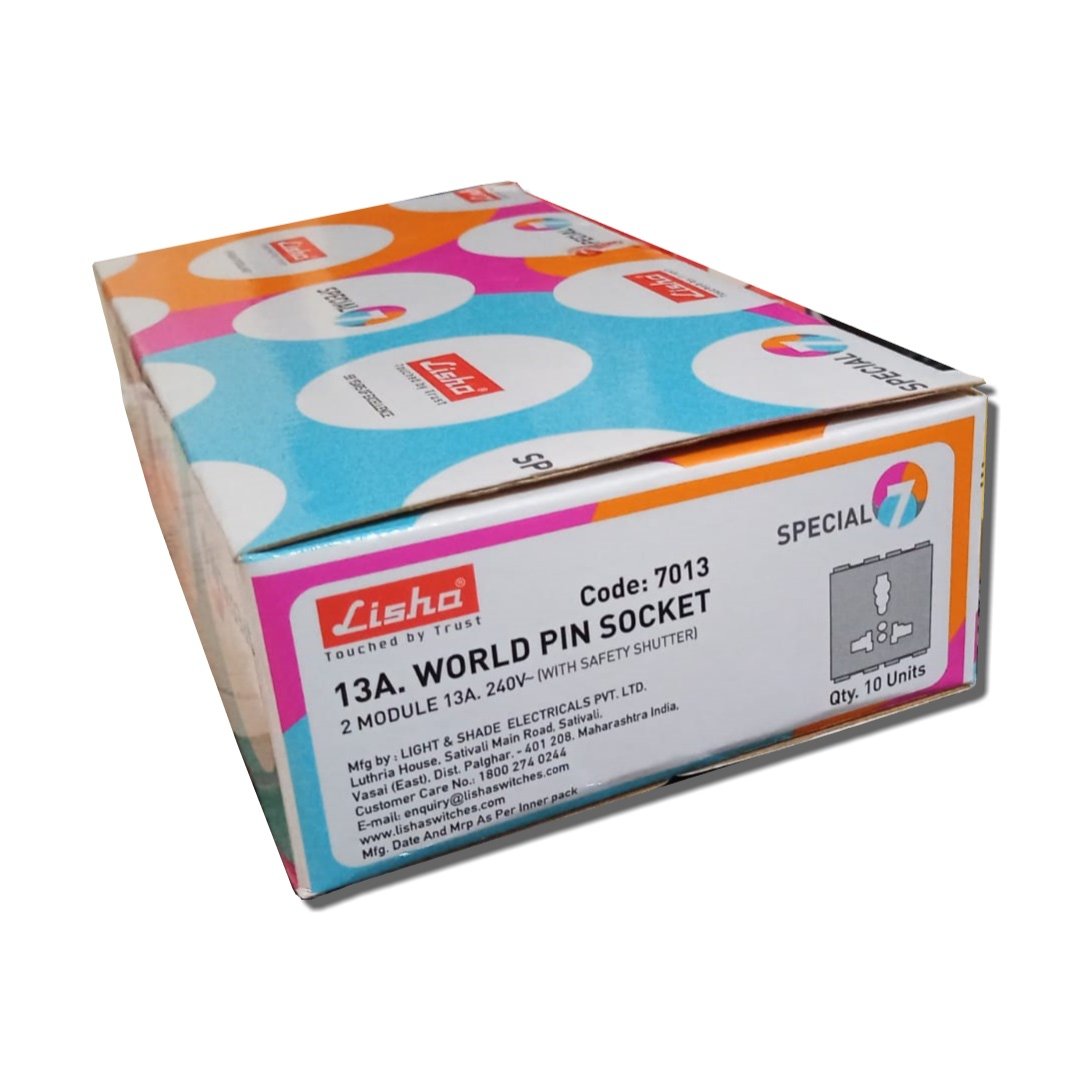 Lisha_Brand_2M _13AMP_World_Pin_Socket_With_Safety_Shutter_Socket_Box_Model_Number