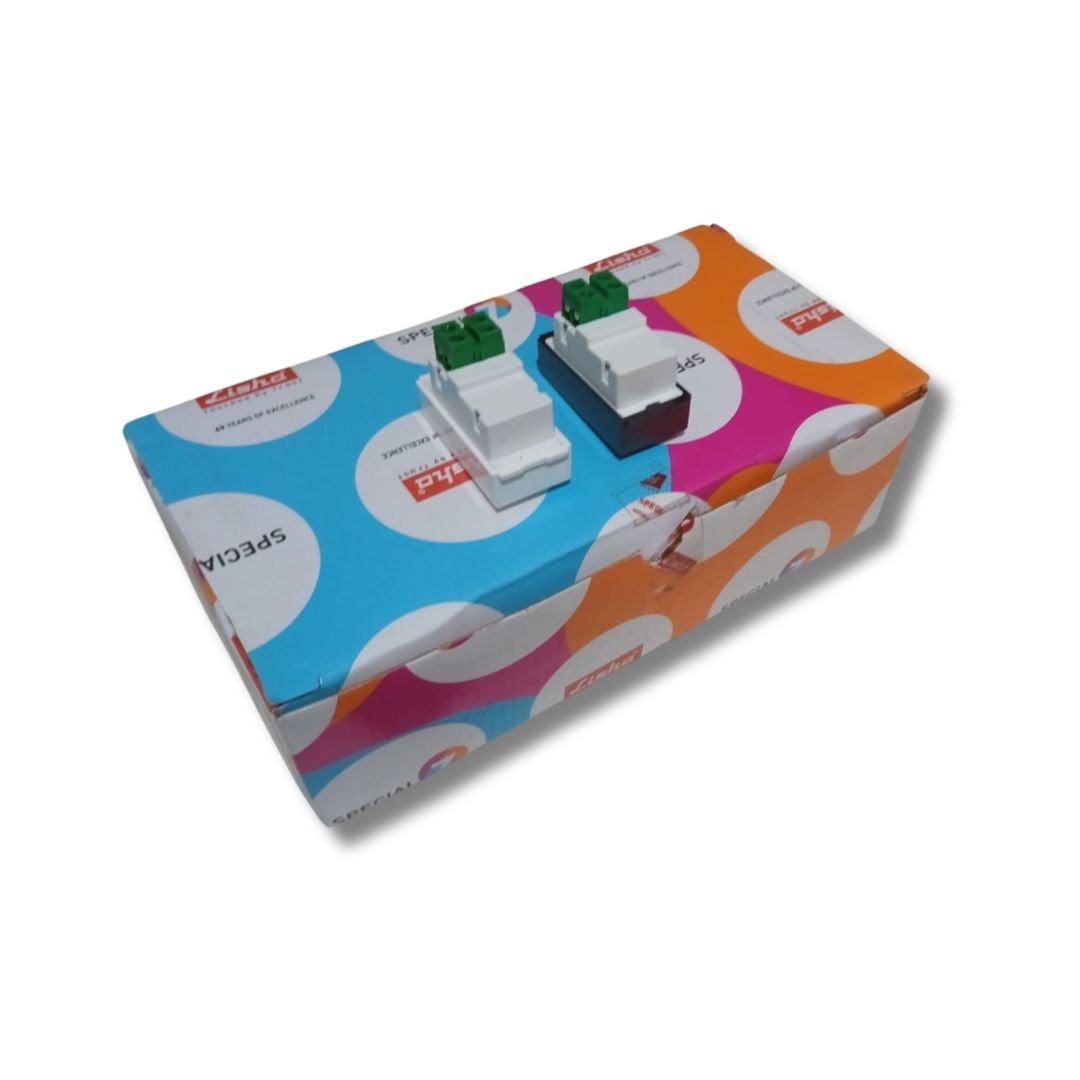 Lisha_Brand_2_Line_Jack_RJ_11_1_Module_With_Shutter_Set_On_Top_of_The_Box