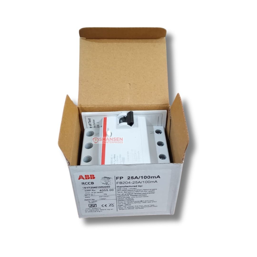 ABB_Brand_FB204_AC-25_100mA_Residual_Current_Circuit_Breaker_open_box_front_side
