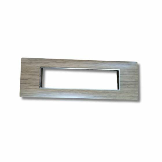 Lisha_Brand_TURBO_CHROME_Series_Almond_Wood_Color_8_Module_Cover_Plate_Front