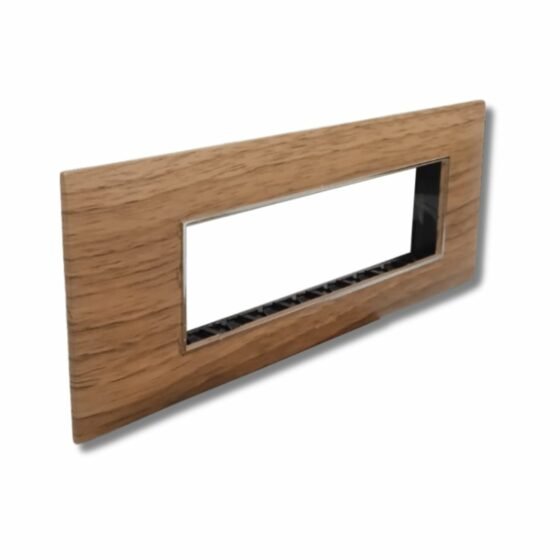 Lisha_Brand_TURBO_CHROME_Series_Almond_Wood_Color_8_Module_Cover_Plate_side-view