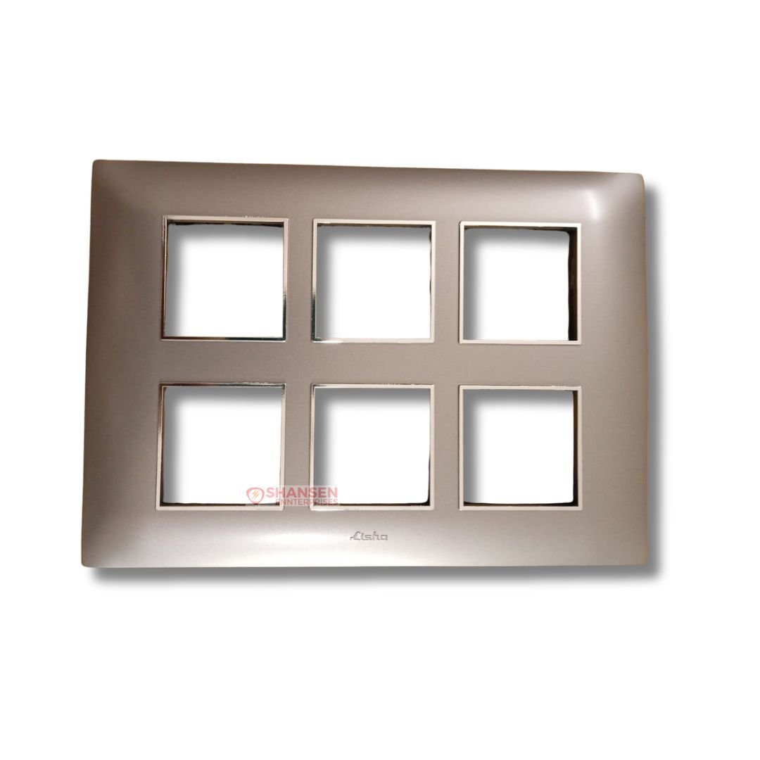 Lisha_Brand_TURBO_CHROME_Series_Metallic_Graphite_Grey_Color_12_Module_Cover_Plate_front_view