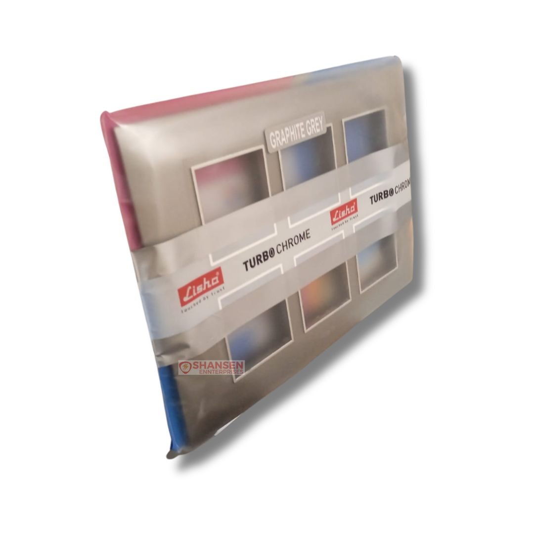 Lisha_Brand_TURBO_CHROME_Series_Metallic_Graphite_Grey_Color_12_Module_Cover_Plate_pack_side-view