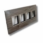 Lisha Brand WOODcraft Series Teak Wood Color 8 Module Cover Plate image 1