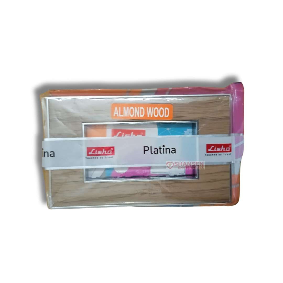 Lisha_Make_Platina_Model_Almond_Wood_4_Module_Cover_Plate_packed_front_view