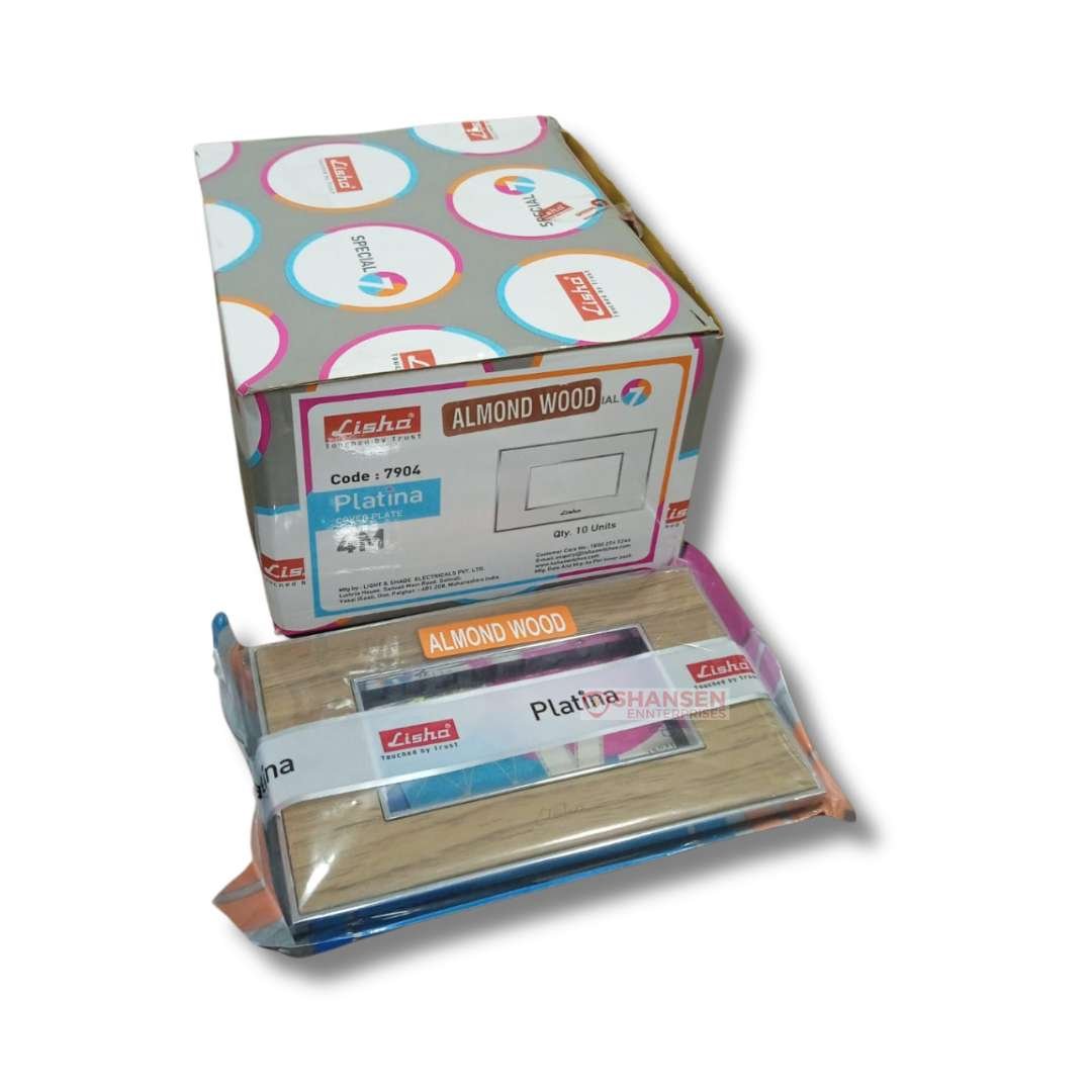 Lisha_Make_Platina_Model_Almond_Wood_4_Module_Cover_Plate_packed_with_box