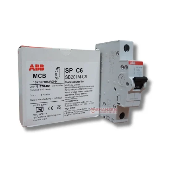 ABB SB201M C6 6A Single Pole MCB with Original Box – Shansen Enterprises