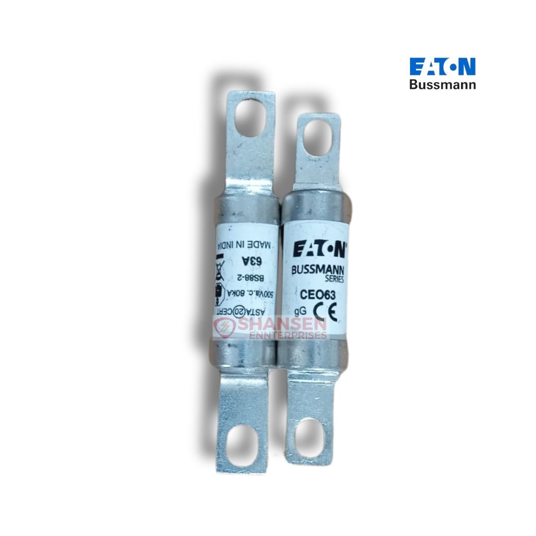 Eaton Brand Bussmann Series CEO63 Low Voltage British Standard_BS88_Fuse_front_and_back_view