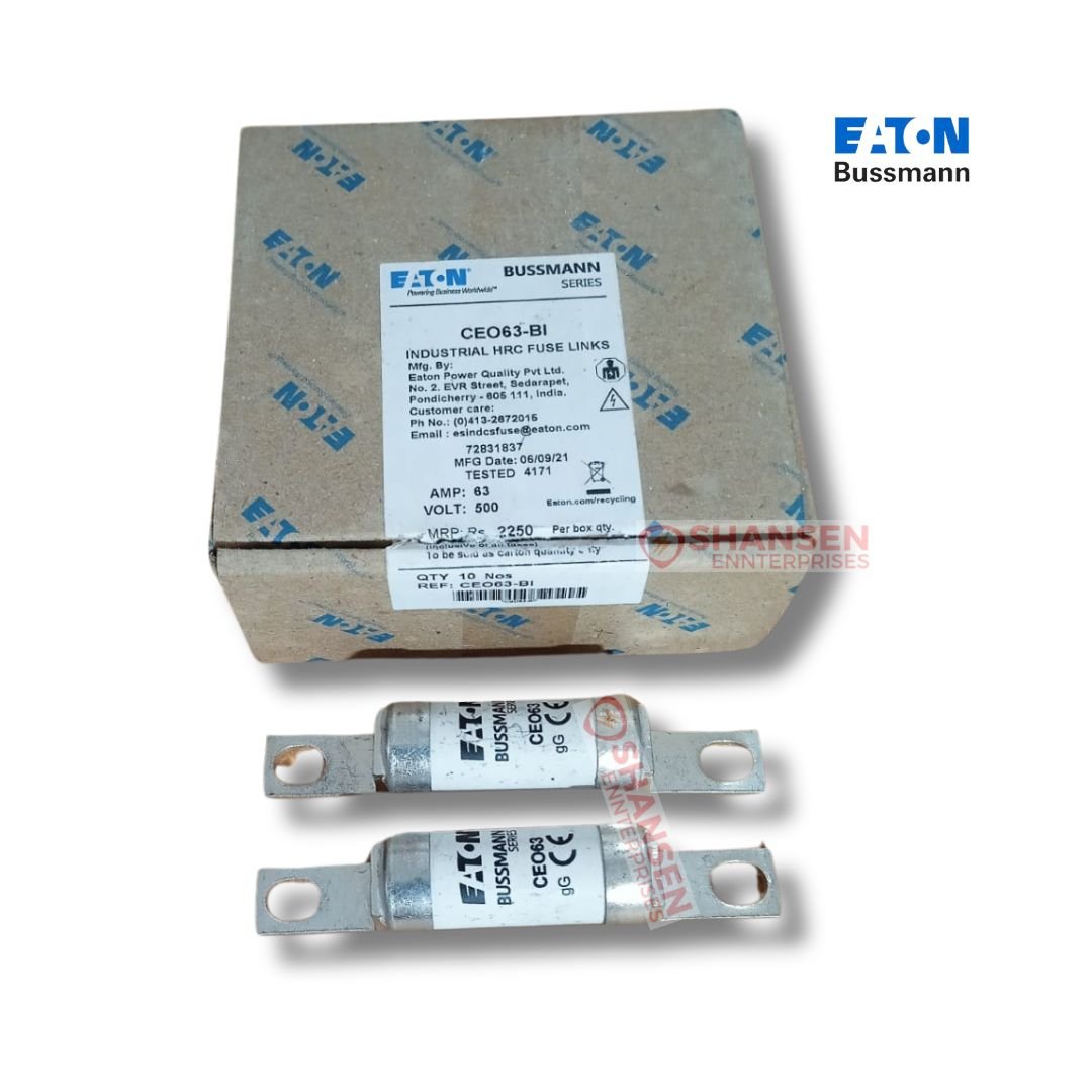 Eaton Brand Bussmann Series CEO63 Low Voltage British Standard_BS88_Fuse_in_front_of-the_box