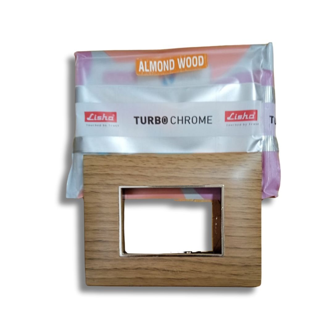 Lisha_Brand_TURBO_CHROME_Series_Almond_Wood_Color_3_Module_Cover_Plate_with_pack