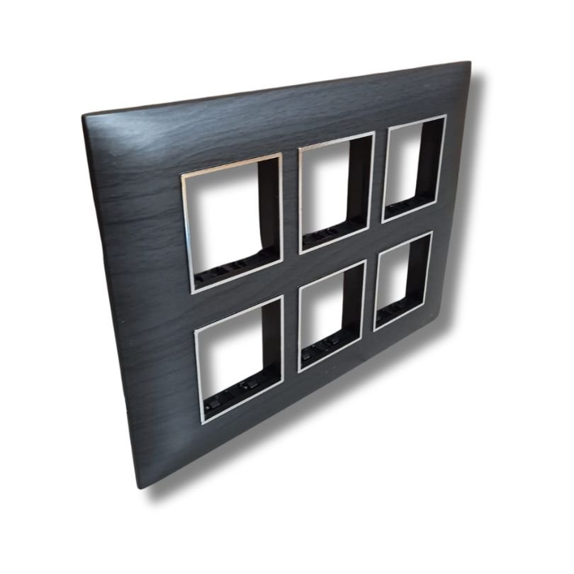 Lisha_Brand_TURBO_CHROME_Series_Black_Oak_Color_12_Module_Cover_Plate