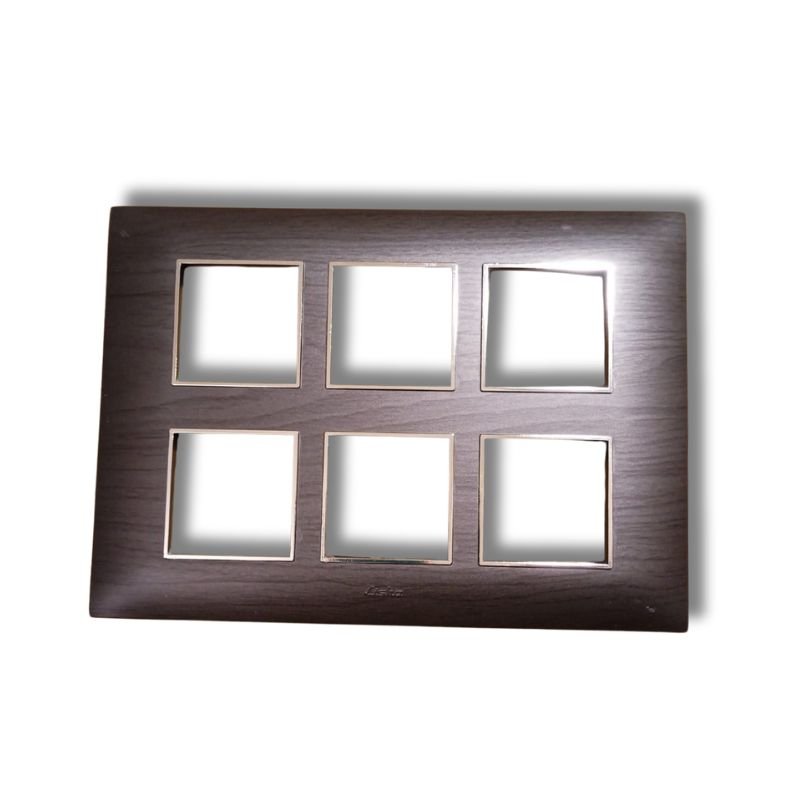 Lisha_Brand_TURBO_CHROME_Series_Black_Oak_Color_12_Module_Cover_Plate_front_view