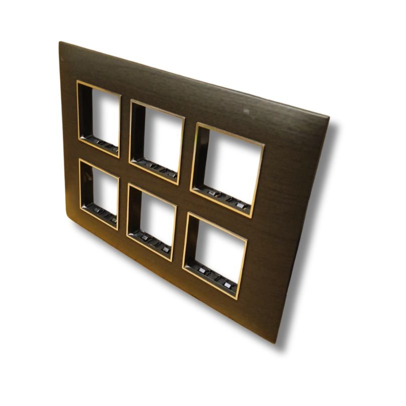 Lisha_Brand_TURBO_CHROME_Series_Black_Oak_Color_12_Module_Cover_Plate_rightside_view