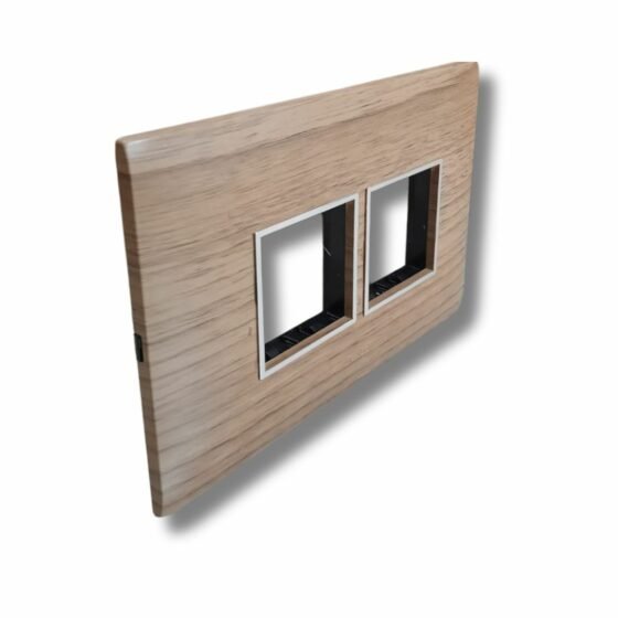 Lisha_Brand_WOODcraft_Series_Almond_Wood_Color_4_Module_Cover_Plate_leftside-view