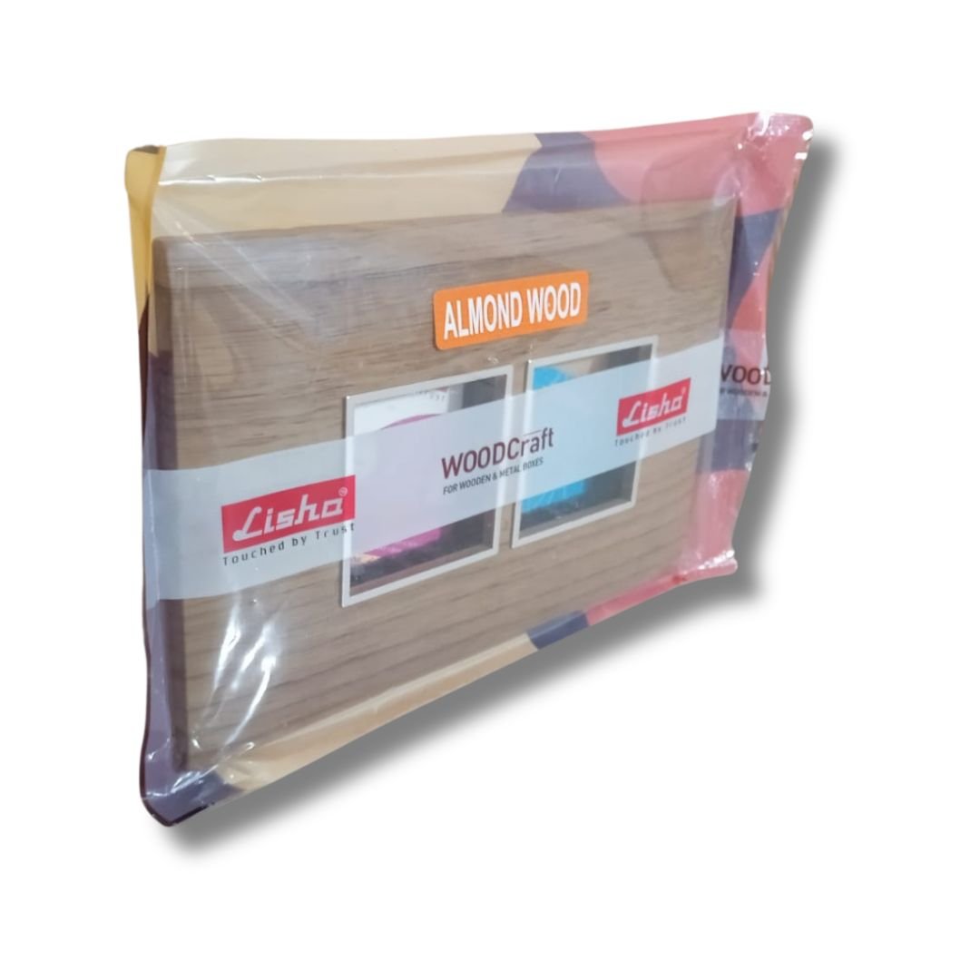 Lisha_Brand_WOODcraft_Series_Almond_Wood_Color_4_Module_Cover_Plate_pack_left_side