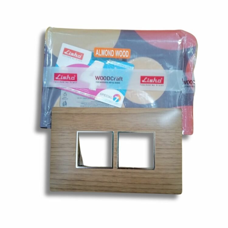 Lisha_Brand_WOODcraft_Series_Almond_Wood_Color_4_Module_Cover_Plate_with_pack
