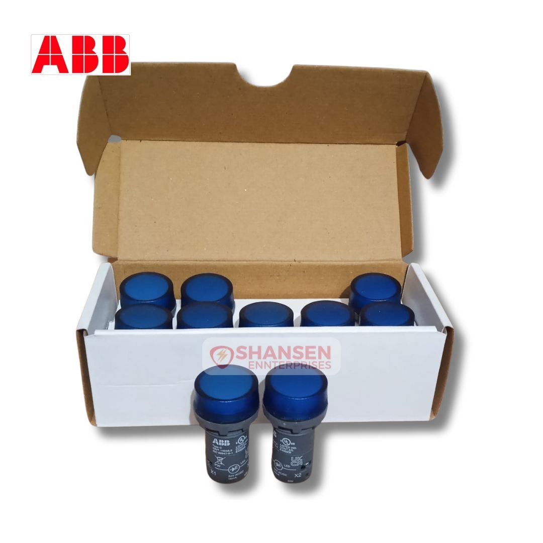 ABB_Brand_CL2-502L_Blue_Pilot_Light _infront_of_open_box