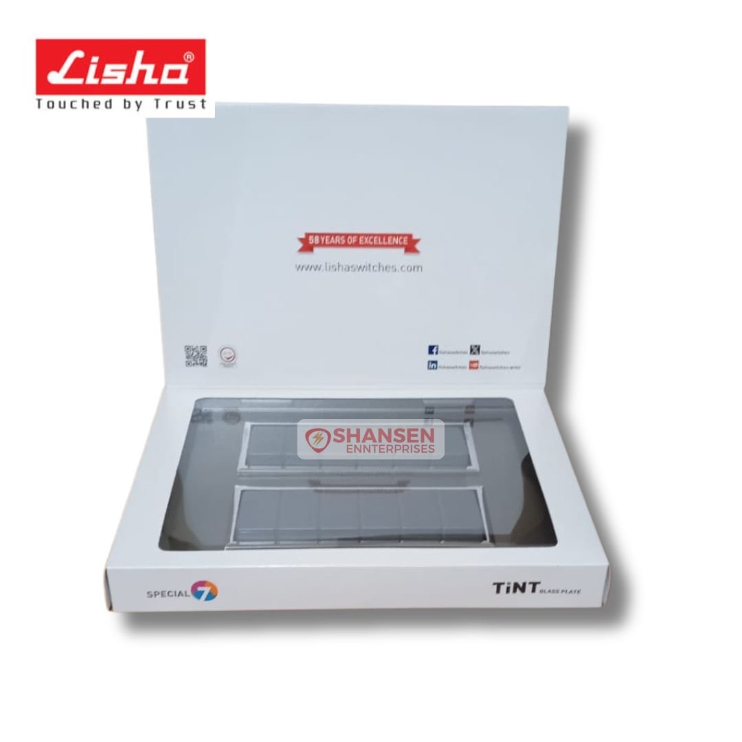 Lisha_Special_7_TiNT_12_Module_Graphite_Grey_Glass_Cover_Plate_open_box-top-view