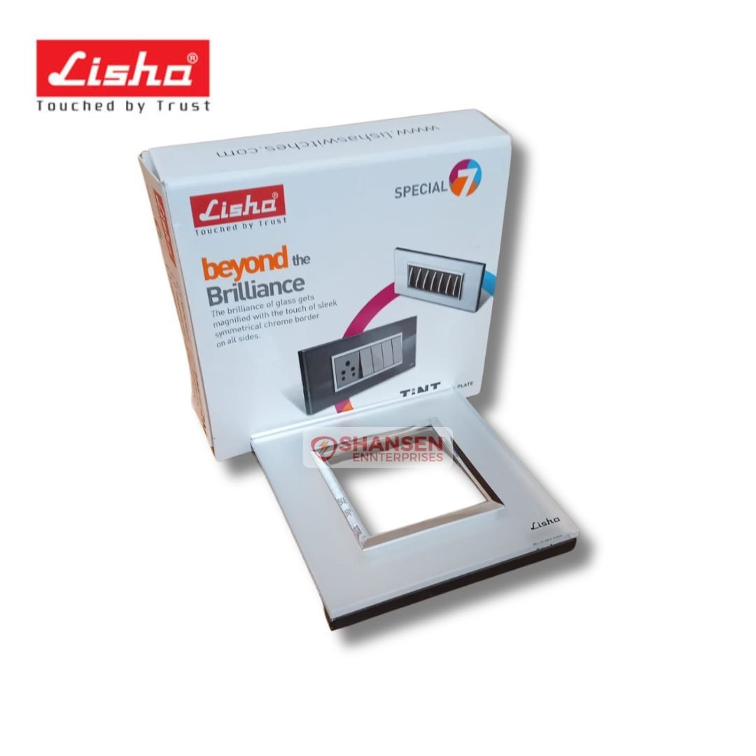 Lisha_Special_7_TiNT_2_Module_Sizzling_Silver_Glass_Cover_Plate_infront_of_box