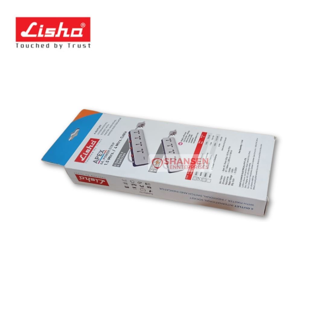 Lisha APEX 6A Power Strip with 4 sockets and 4 switches - Image 7