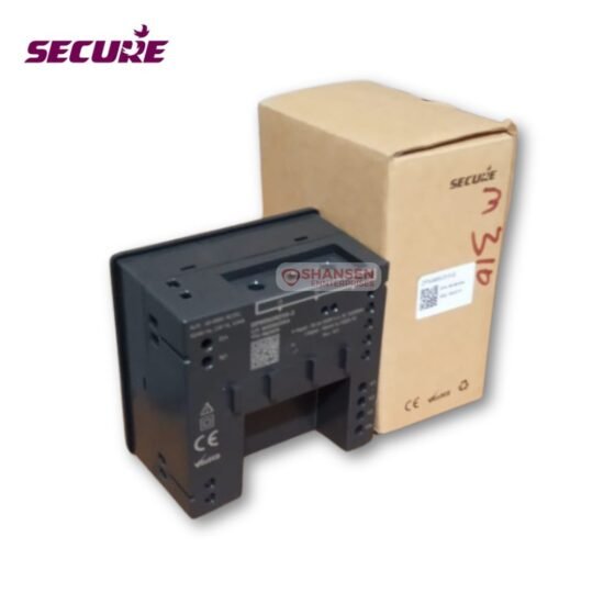 The image displays the backside view of the SECURE DPM96M310-2 VAF Digital Panel Meter along with its packaging. The back panel includes terminal connections and technical specifications, ensuring proper installation. Shansen Enterprises watermark confirms authenticity