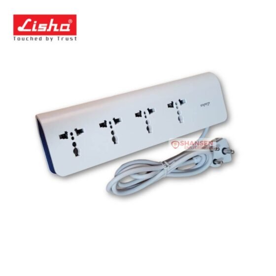 Lisha APEX 6A Power Strip with 4 International Sockets and 1 Master Switch – Available at Shansen Enterprises, Coimbatore