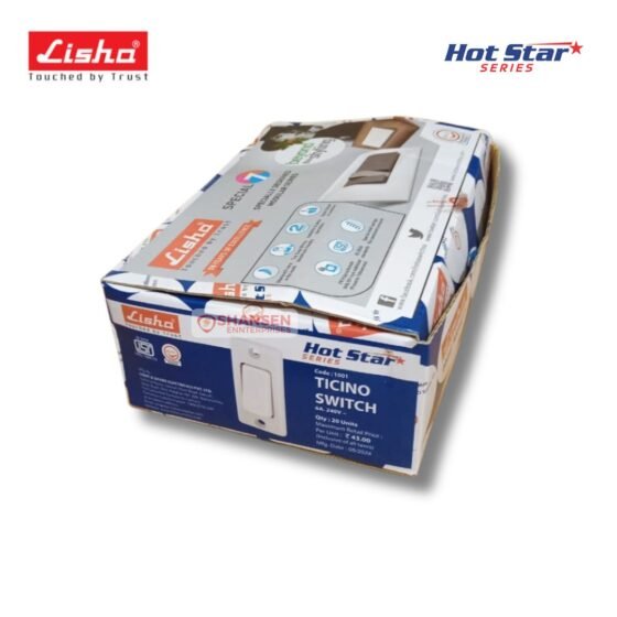 Lisha 1 Way White Ticino Switch_bulk_box-side_view