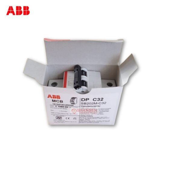 ABB SB202M-C32 MCB inside original packaging box – Open Top View – Shansen Enterprises Coimbatore