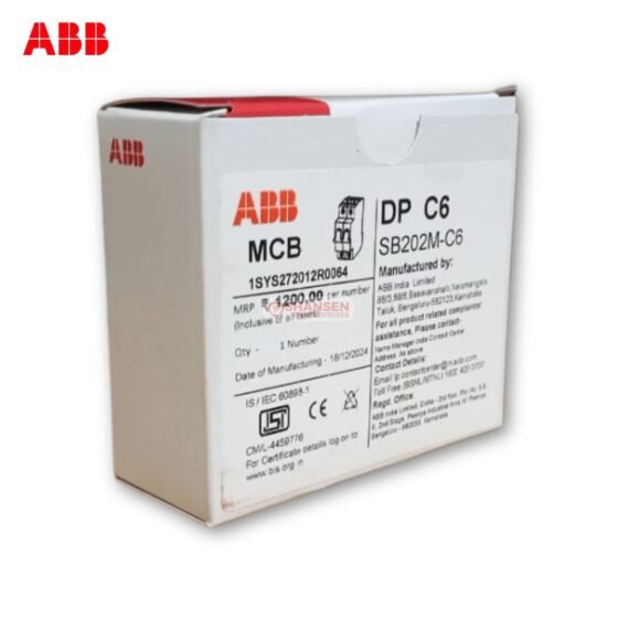 ABB SB202M-C6 Miniature Circuit Breaker 2P 6A with Large Box - Shansen Enterprises Coimbatore