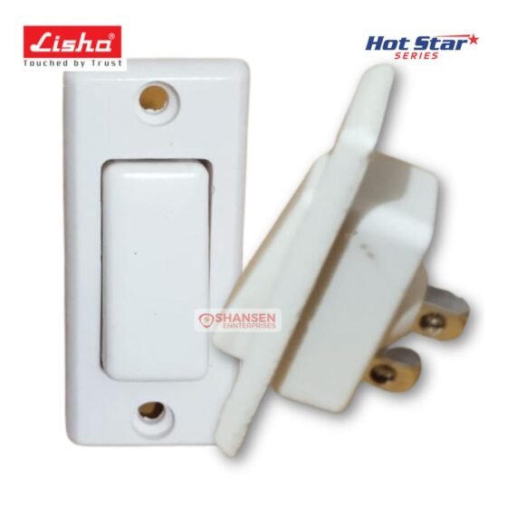 Side and front view of Lisha 1 Way Ticino Switch from Hotstar Series available at Shansen Enterprises