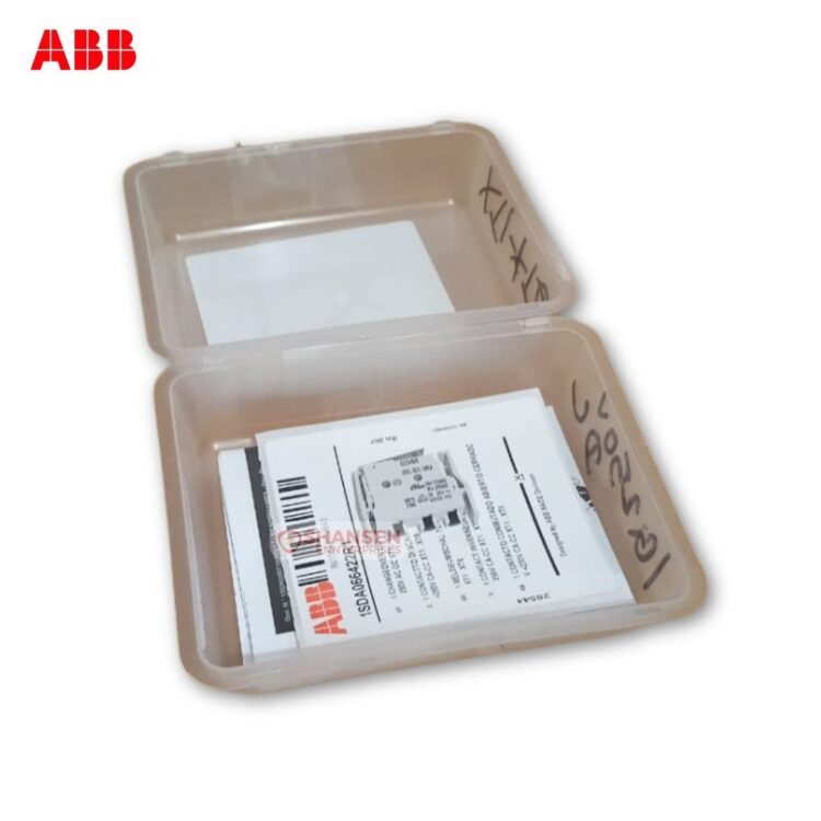 ABB auxiliary contact 1SDA066422R1 in labeled packaging box supplied by Shansen Enterprises, authorized ABB partner