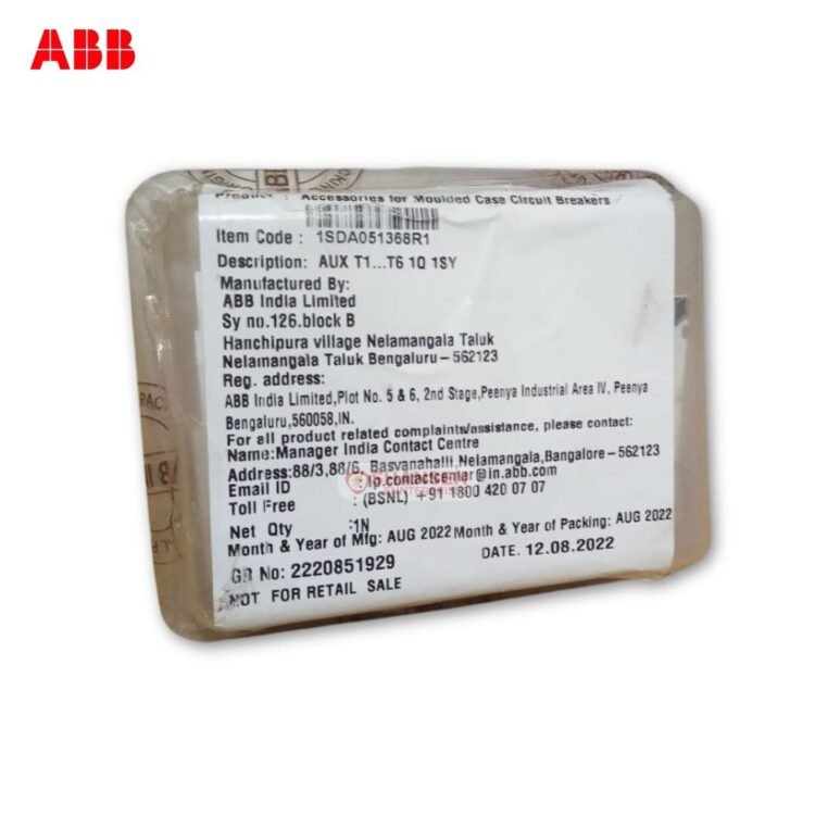 ABB AUX T1...T6 1Q 1SY Contact Block Packaging with Product Code 1SDA051368R1