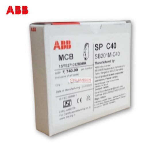 ABB SB201M-C40 MCB Box Label with Product Details and MRP – Shansen Enterprises Coimbatore