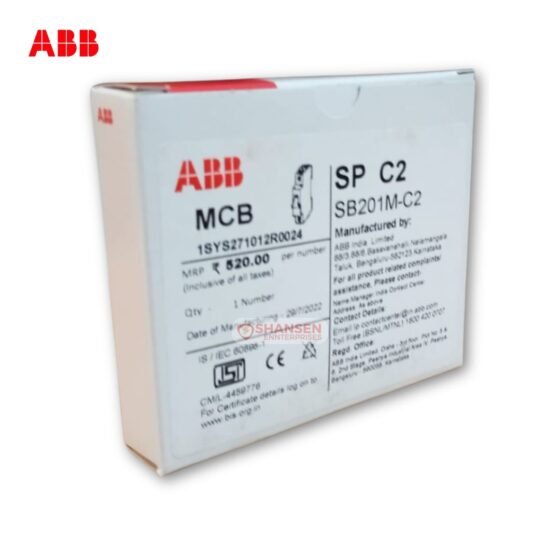 Close‑up of ABB SB202M‑C20 System pro M packaging label