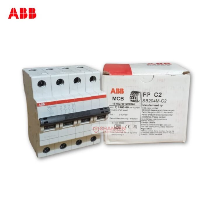 ABB SB204M-C2 4-pole Miniature Circuit Breaker with original packaging box by Shansen Enterprises, Authorized Channel Partner