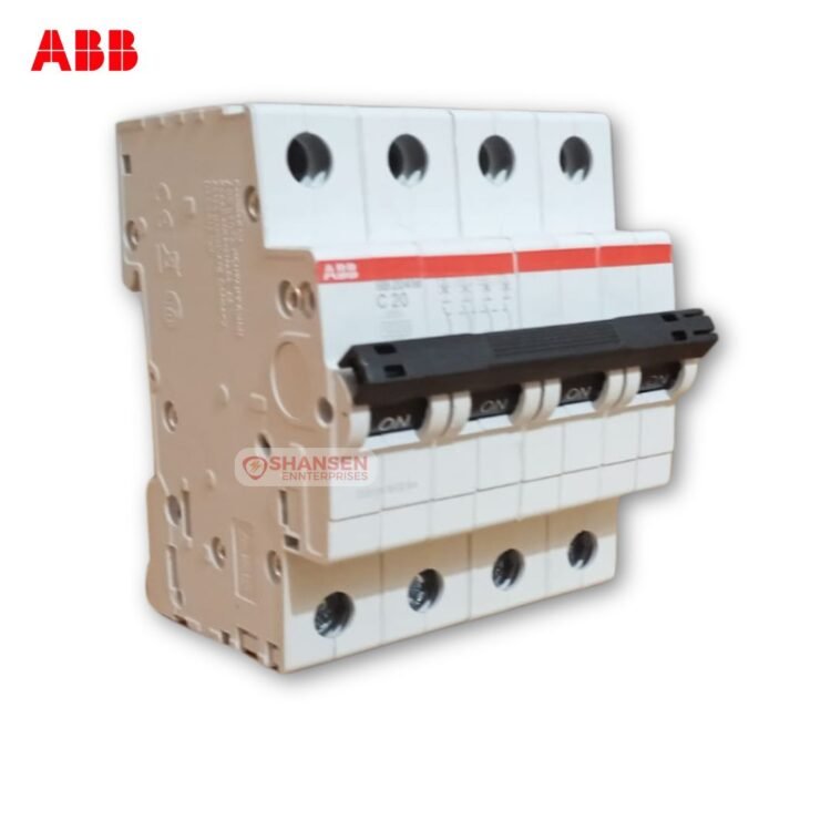 ABB SB204M-C20 4 Pole 20A Miniature Circuit Breaker with ON position, supplied by Shansen Enterprises, ABB Authorized Channel Partner