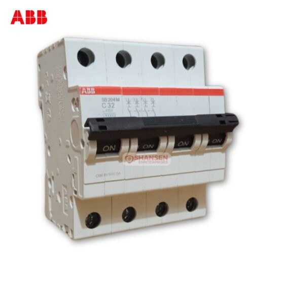 ABB SB204M-C32 4-pole miniature circuit breaker displayed with Shansen Enterprises branding