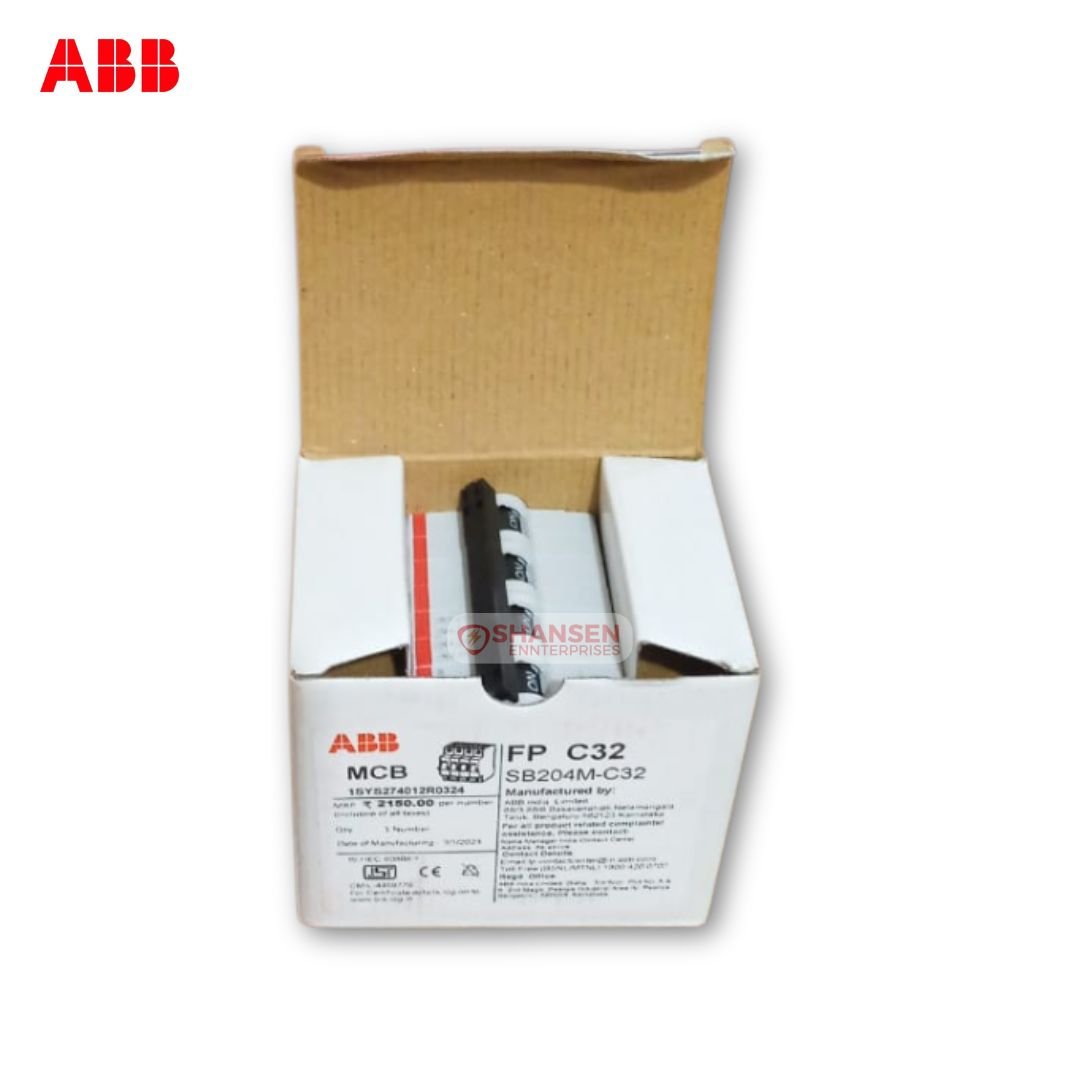 ABB SB204M-C32 miniature circuit breaker in its ABB-branded box, displayed by Shansen Enterprises