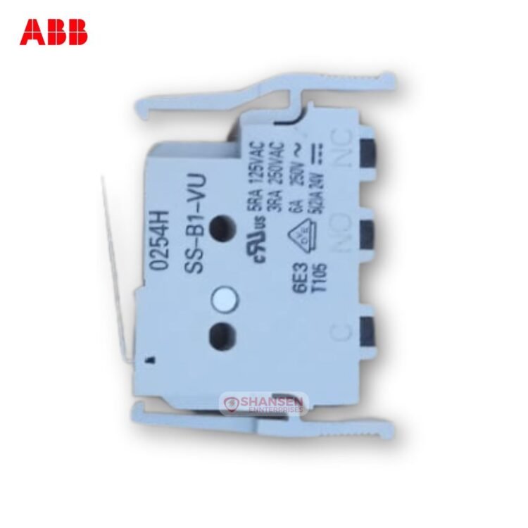 ABB SS-B1-VU auxiliary contact close-up image distributed by Shansen Enterprises, ABB authorized channel partner