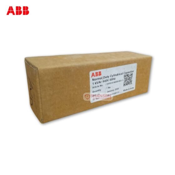 ABB Normal Duty Cylindrical Power Capacitor 1 kVAR 440V 50Hz, model 1HYC414005-001-1, packaging box