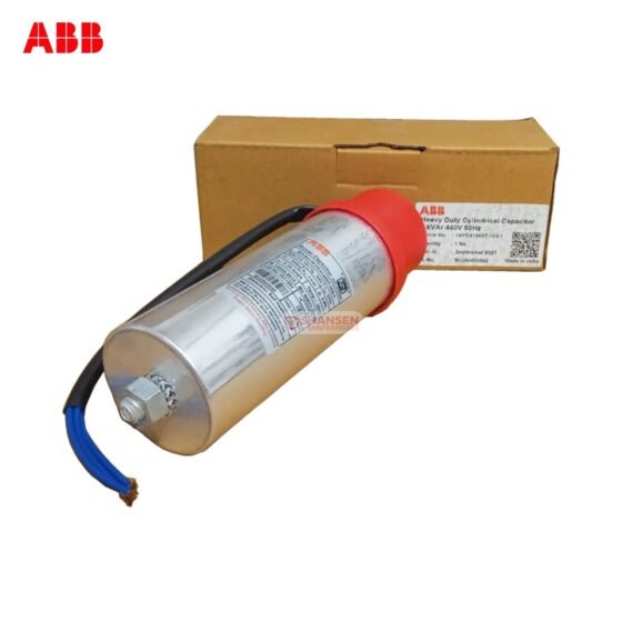 ABB heavy-duty cylindrical power capacitor, 4kVAr, 440V, 50Hz, 1HYC414007-102-1, with original packaging, supplied by Shansen Enterprises, an authorized ABB channel partner