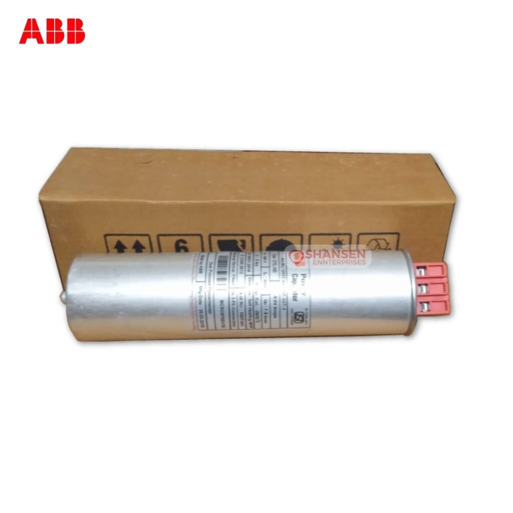 ABB 7.5 kVAR Heavy Duty Cylindrical Capacitor Model 1HYC444007-107-1 with Packaging Box
