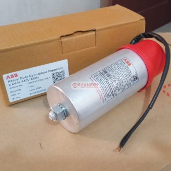 ABB 2kVAr 440V 60Hz Heavy Duty Capacitor Model 1HYC414007-102-1 with box label close-up