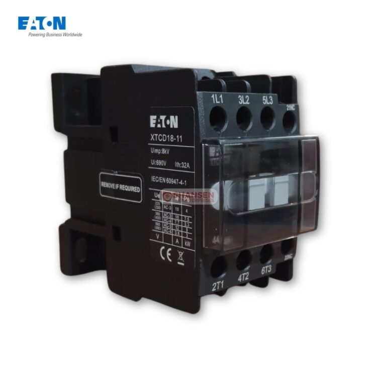 Eaton XTCD18-11 32A 690V IEC contactor with auxiliary contacts – distributed by Shansen Enterprises