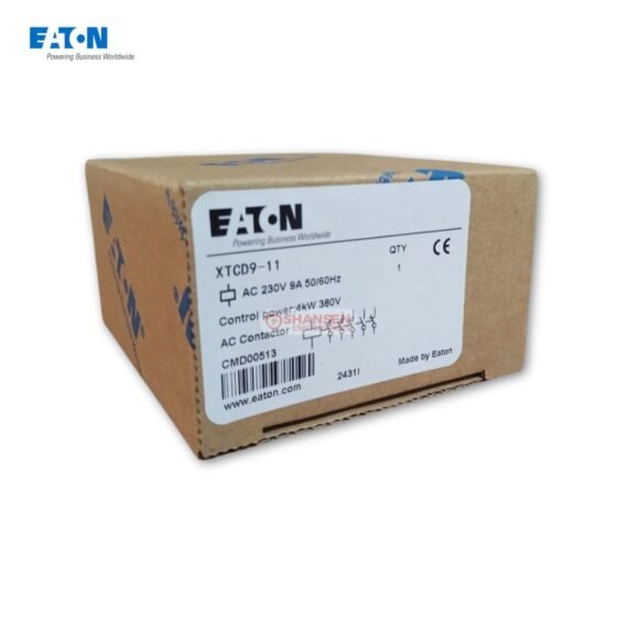 Eaton XTCD9-11 AC Contactor original box with 230V 9A rating and 4kW power label from Shansen Enterprises