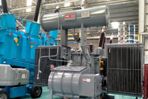 Indo Tech oil-cooled distribution transformer at Shansen Enterprises warehouse