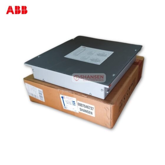 ABB E‑SHDB M 4 distribution board showing labeled backplate on top of original box from Shansen Enterprises