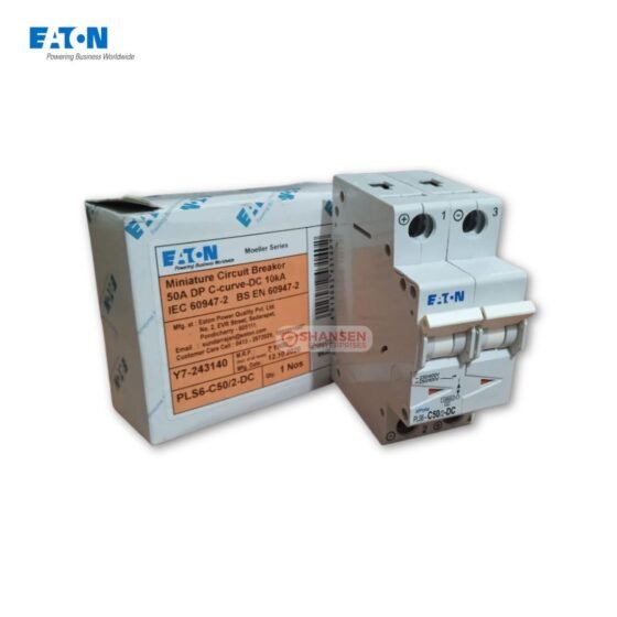 Eaton 243140 PLS6-C50/2-DC 50A 2-Pole Miniature Circuit Breaker with box packaging
