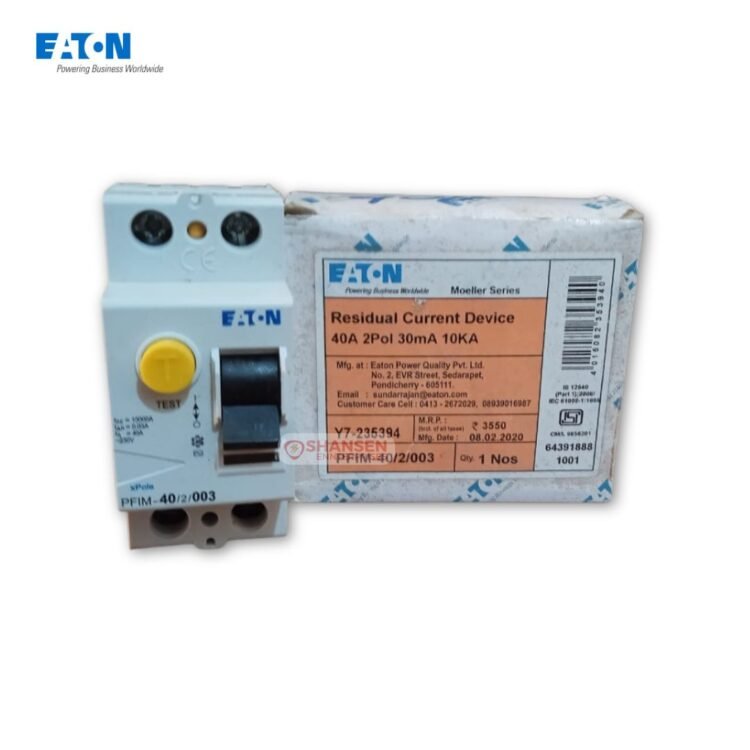 Eaton PFIM-40/2/003 RCCB 40A 2 Pole 30mA with original packaging – Shansen Enterprises