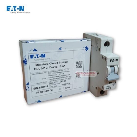 Eaton PLSI-C10-GI 10A MCB with packaging box showing product details, available at Shansen Enterprises